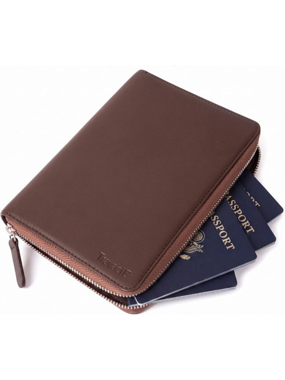 RFID Leather Passport Holder for 4 Passports - Travel Document Organizer Wallet